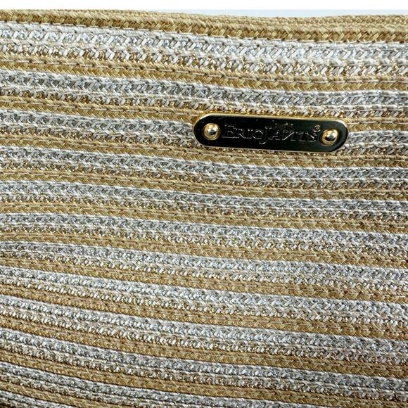 Eric Javits NY Womens Metallic Raffia Double Chain-Link Strap Purse Gold Silver - Picture 2 of 12